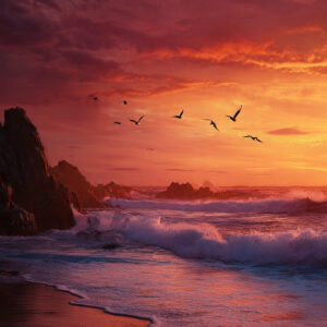 Amanecer rojizo.