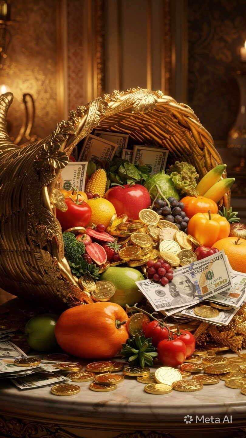 Cosecha de abundancia con frutas y billetes | StarBlue
